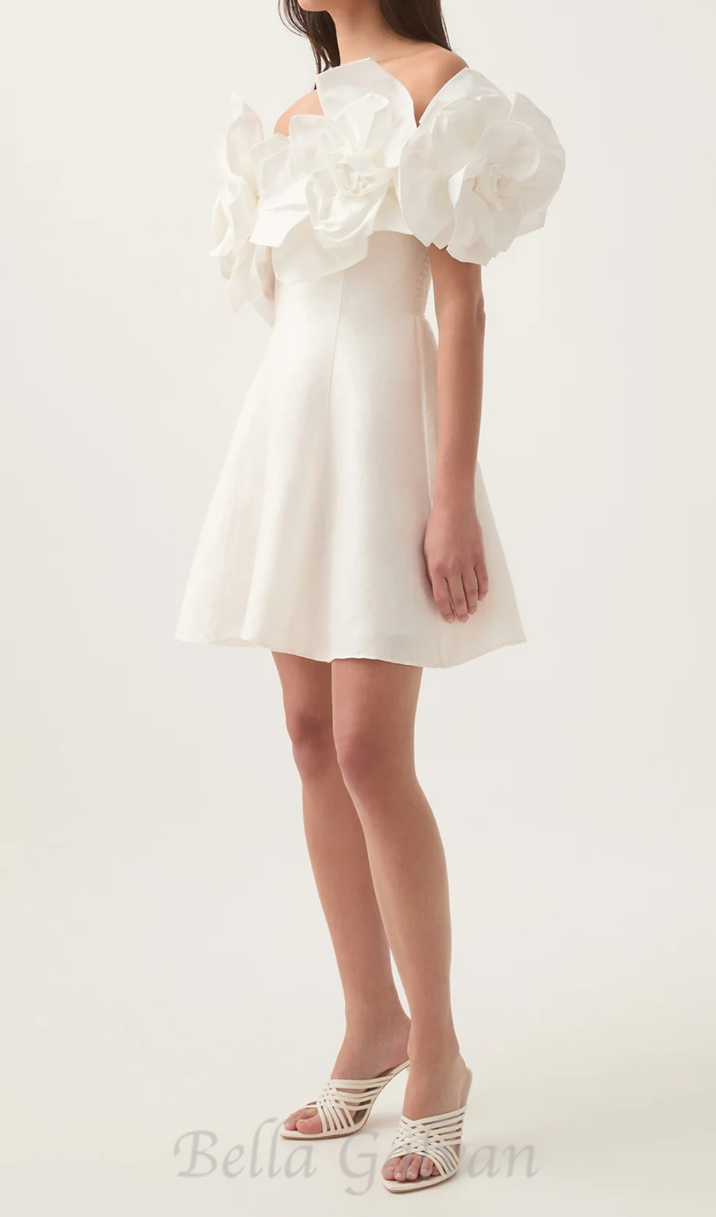 Flowering Girl Women Etta flower strapless mini dress in ivory
