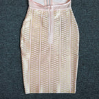 Flowering Girl Women METALLIC BANDAGE MIDI DRESS IN APRICOT