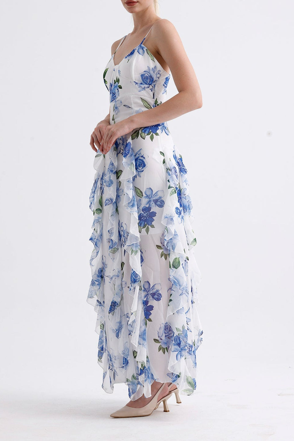 Flowering Girl Women Chiffon Sleeveless Floral Maxi Dresses