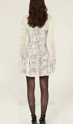 Flowering Girl Women vintage cream lace mini dress