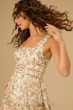 Flowering Girl Women floral midi dress in ivory-rust
