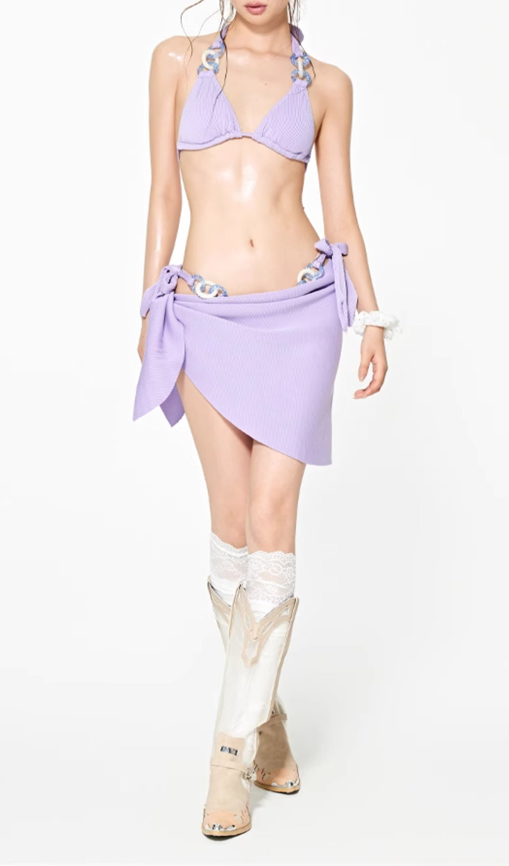 Flowering Girl Women Deren Purple Three-Piece Swimsuit