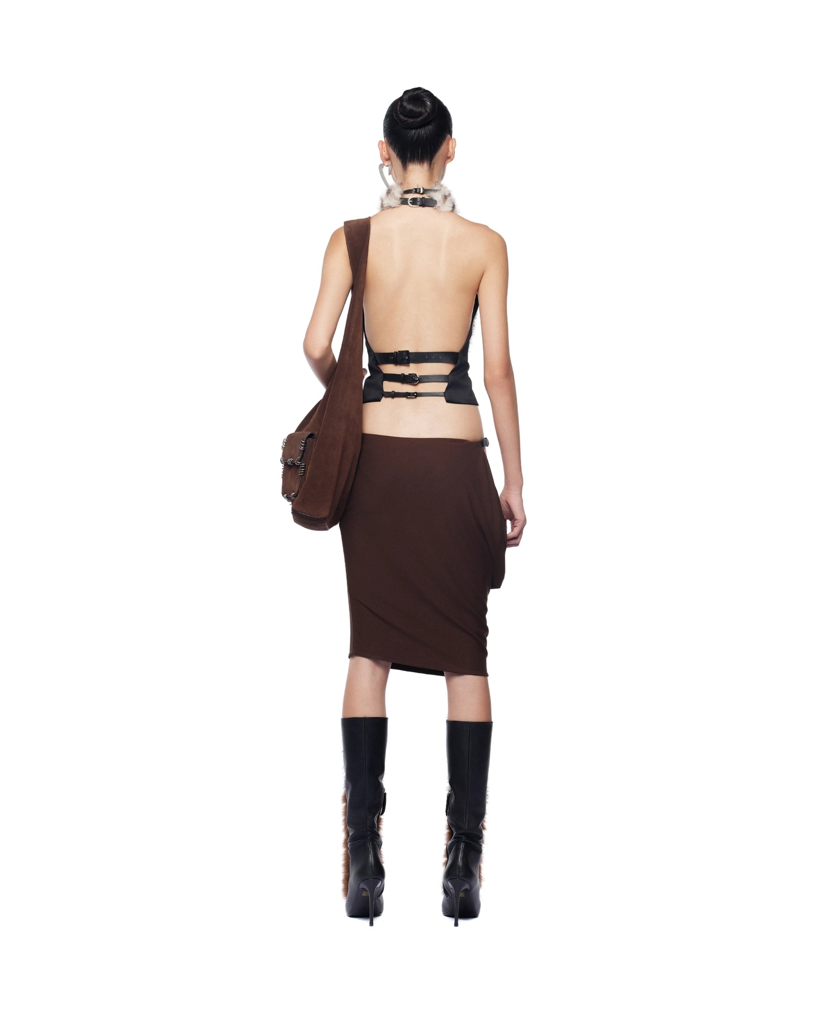 Flowering Girl Women Dora Halter Backless Furry Top
