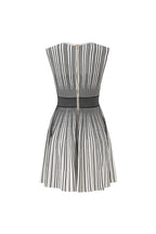 Flowering Girl Women Two-Tone v-Neck Sleeveless Flared Knit Mini Dress