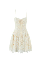 Flowering Girl Women Lace Hollow Sleeveless Mini Dress In Yellow