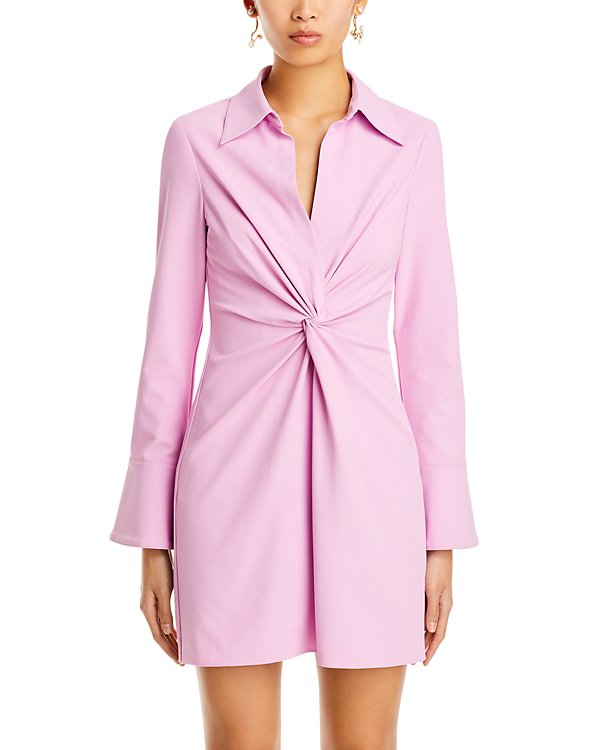 Flowering Girl Women ruched shirt mini dress in pink