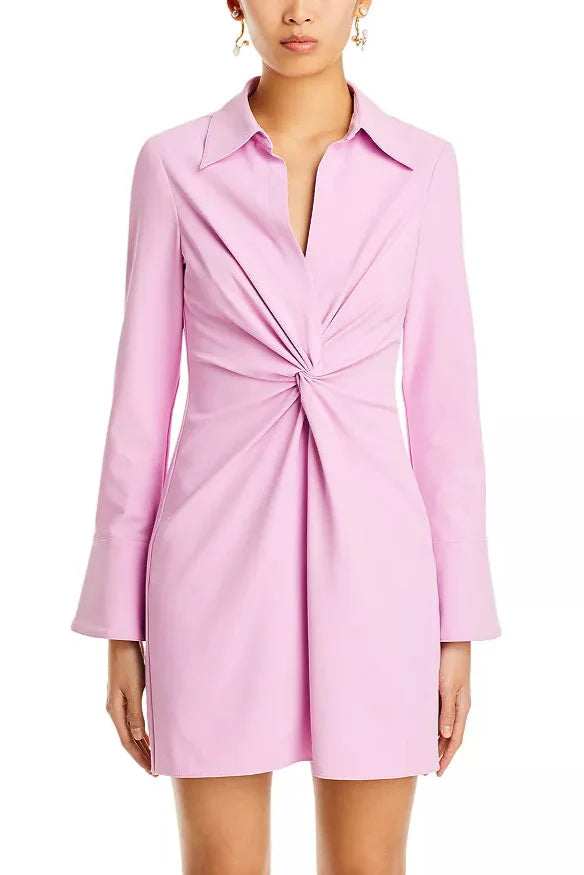Flowering Girl Women Ruched Shirt Mini Dress In Pink