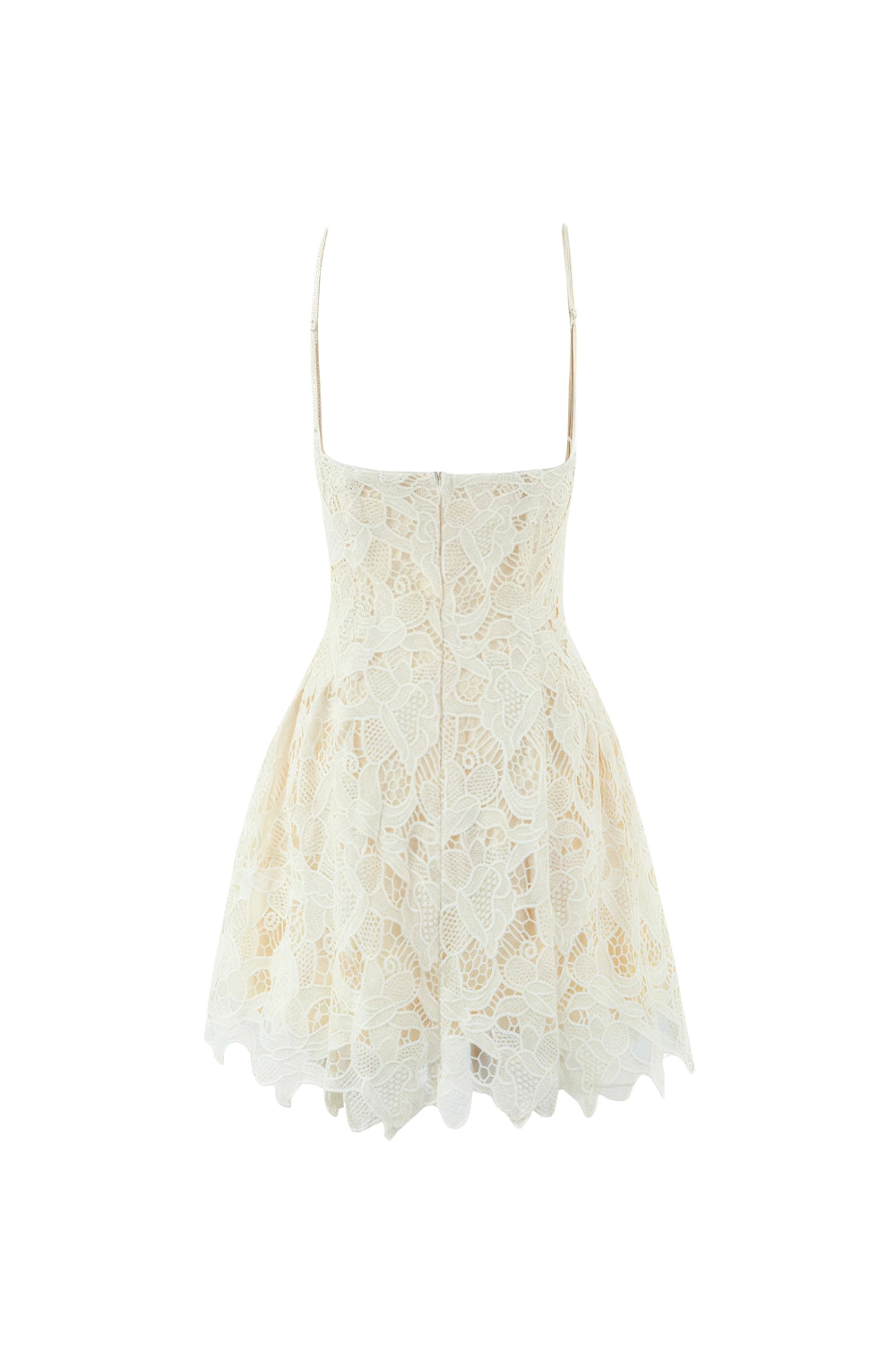 Flowering Girl Women Lace Hollow Sleeveless Mini Dress In Yellow