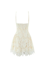 Flowering Girl Women Lace Hollow Sleeveless Mini Dress In Yellow