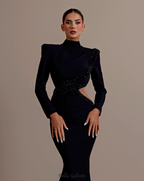 Flowering Girl Women angela cut out Diamond bandage bodycon maxi dress in black