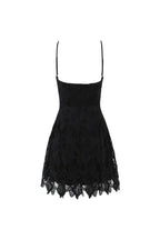 Flowering Girl Women Lace Hollow Sleeveless Mini Dress In Black