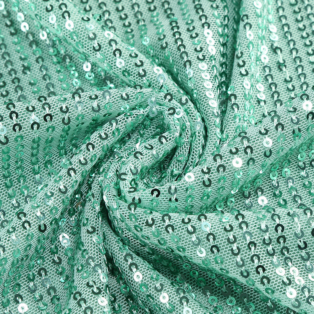 Flowering Girl Women sequin ruched high slit maxi dress in green
