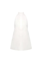 Flowering Girl Women v-Neck Cutout Backless Crepe Halter Dress - White