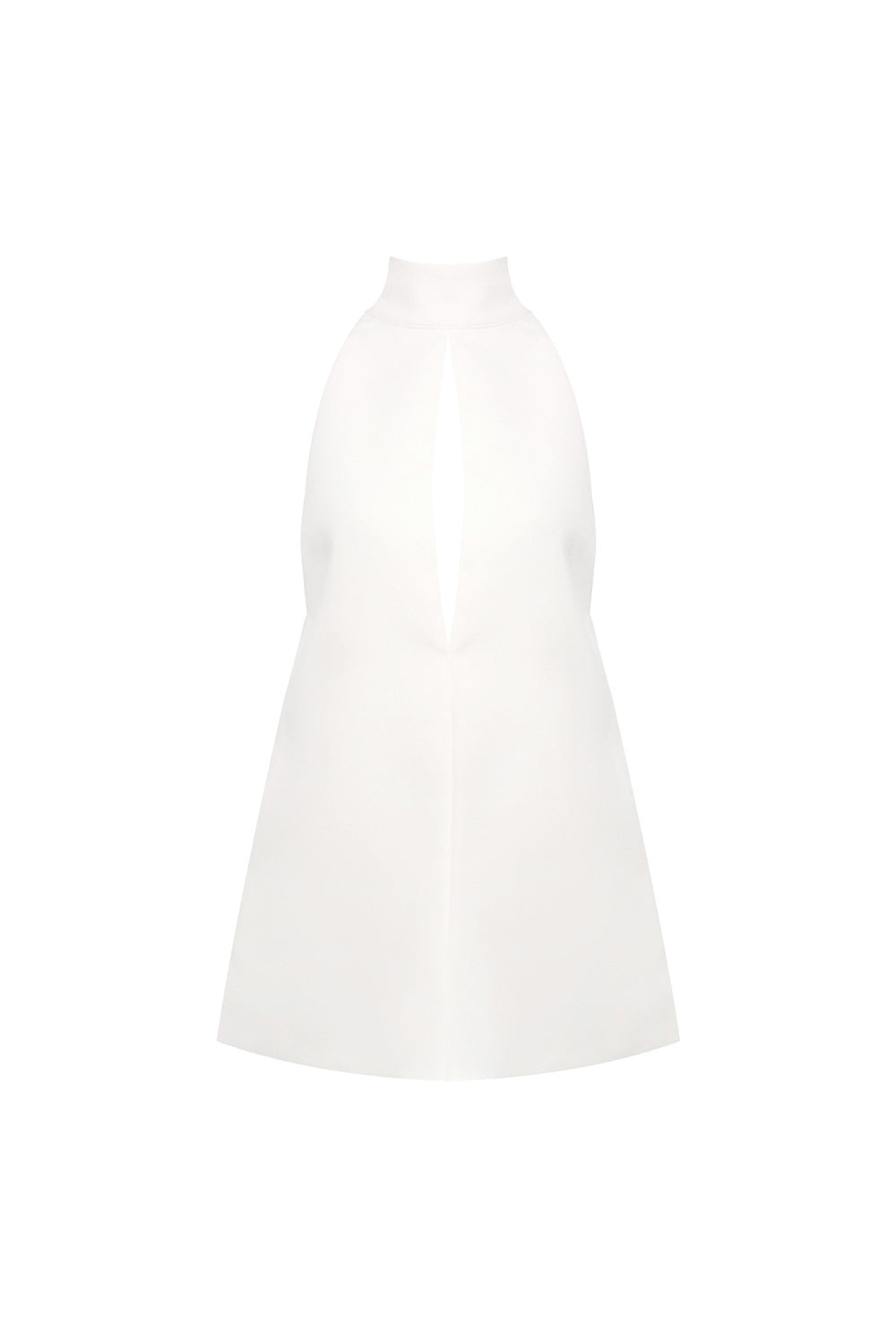Flowering Girl Women v-Neck Cutout Backless Crepe Halter Dress - White