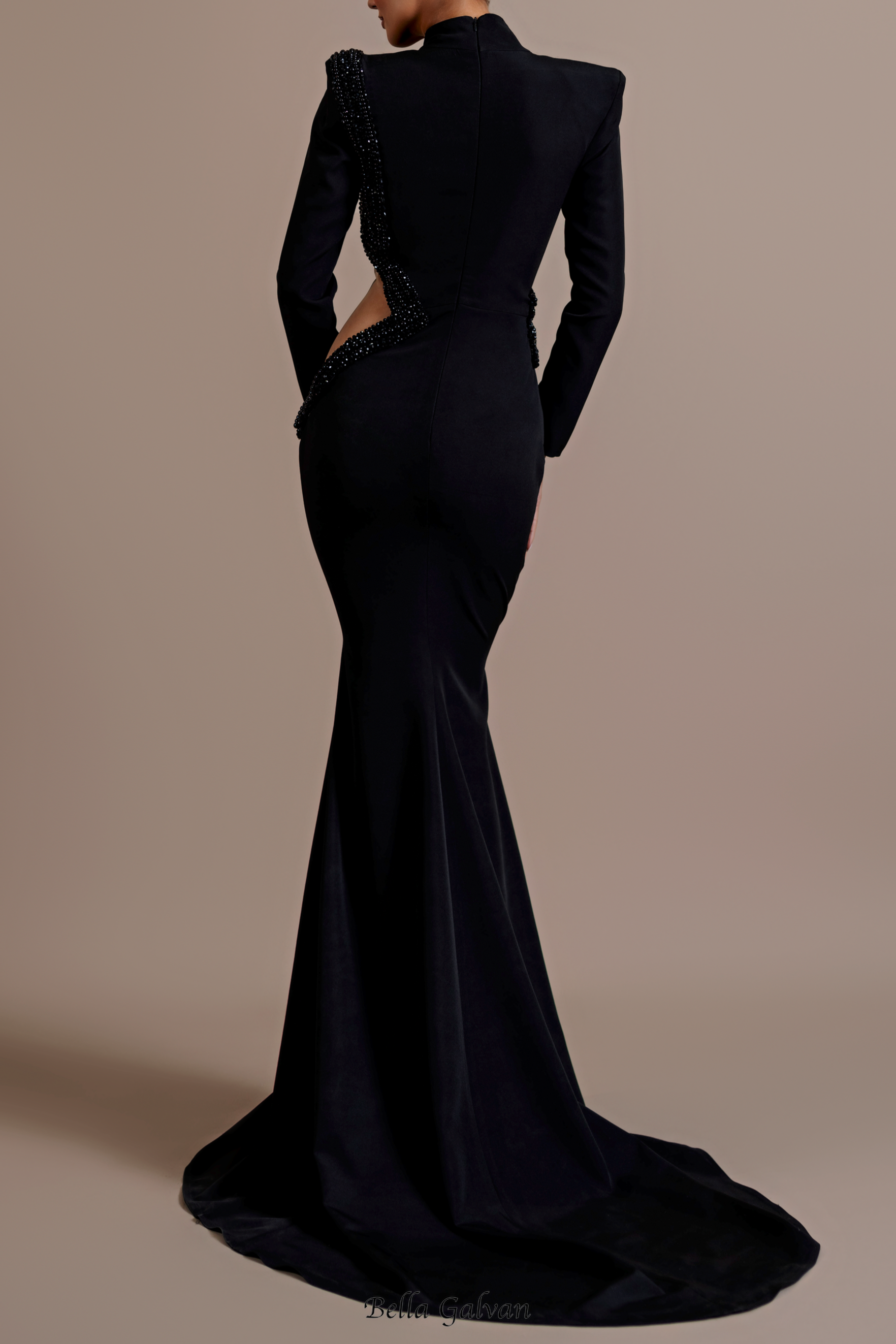 angela cut out Diamond bandage bodycon maxi dress in black