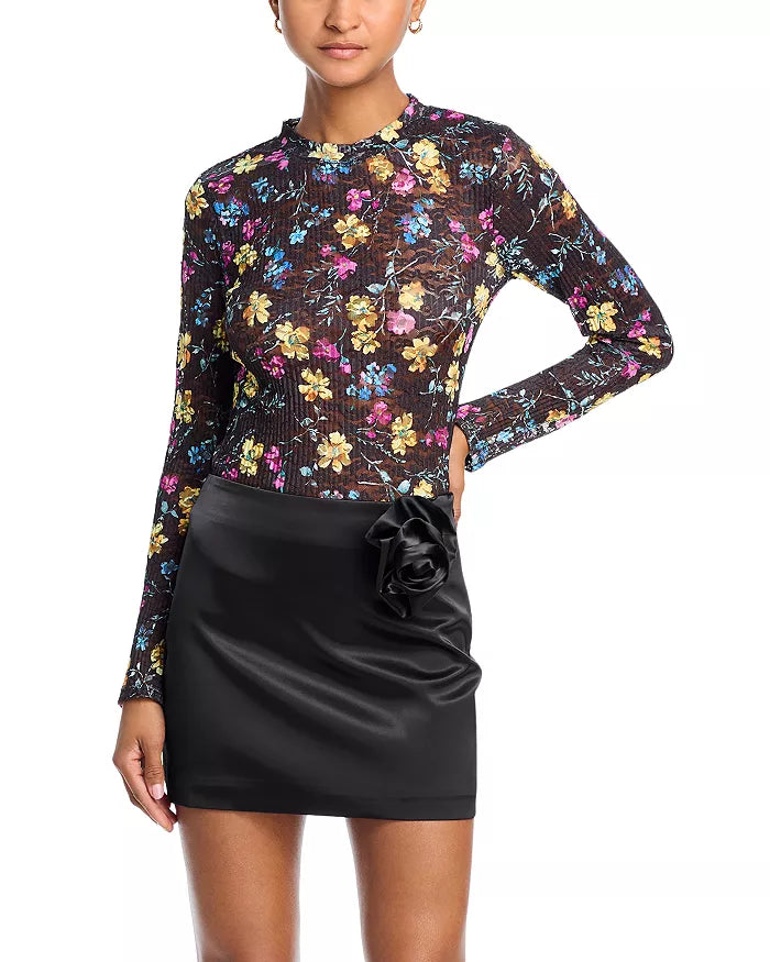 Flowering Girl Women Floral Puckered Lace Top