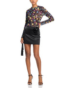 Flowering Girl Women Floral Puckered Lace Top in black multi