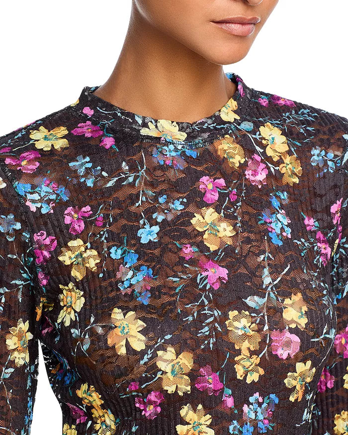 Flowering Girl Women Floral Puckered Lace Top