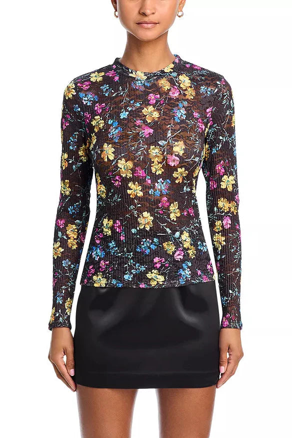 Floral Puckered Lace Top