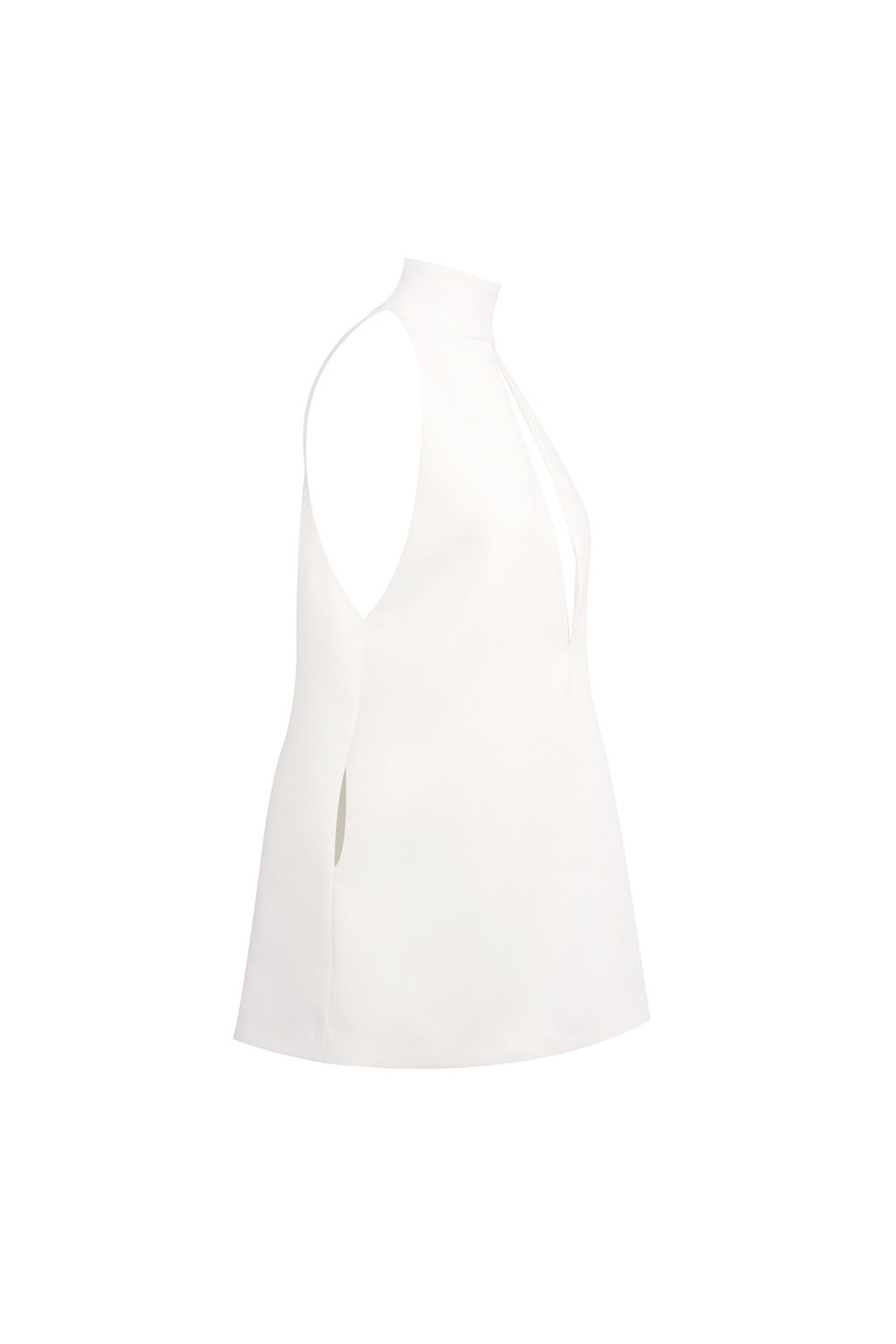 Flowering Girl Women v-Neck Cutout Backless Crepe Halter Dress - White