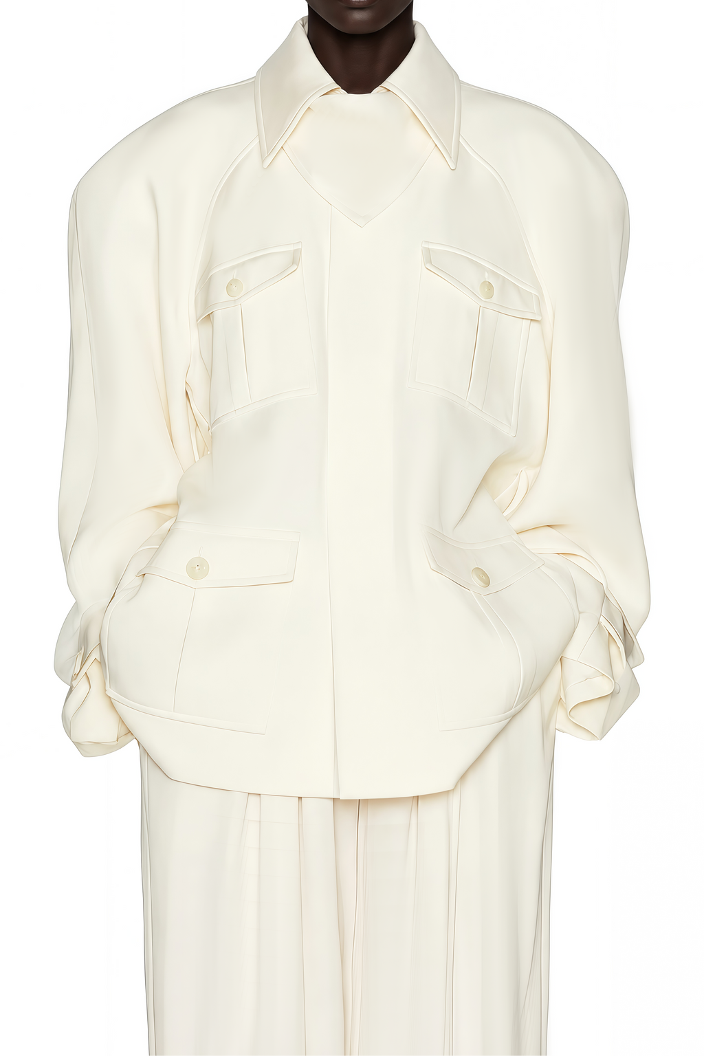 Flowering Girl Women Collared Long Sleeve Belted Cargo Pocket Mini Field Jacket
