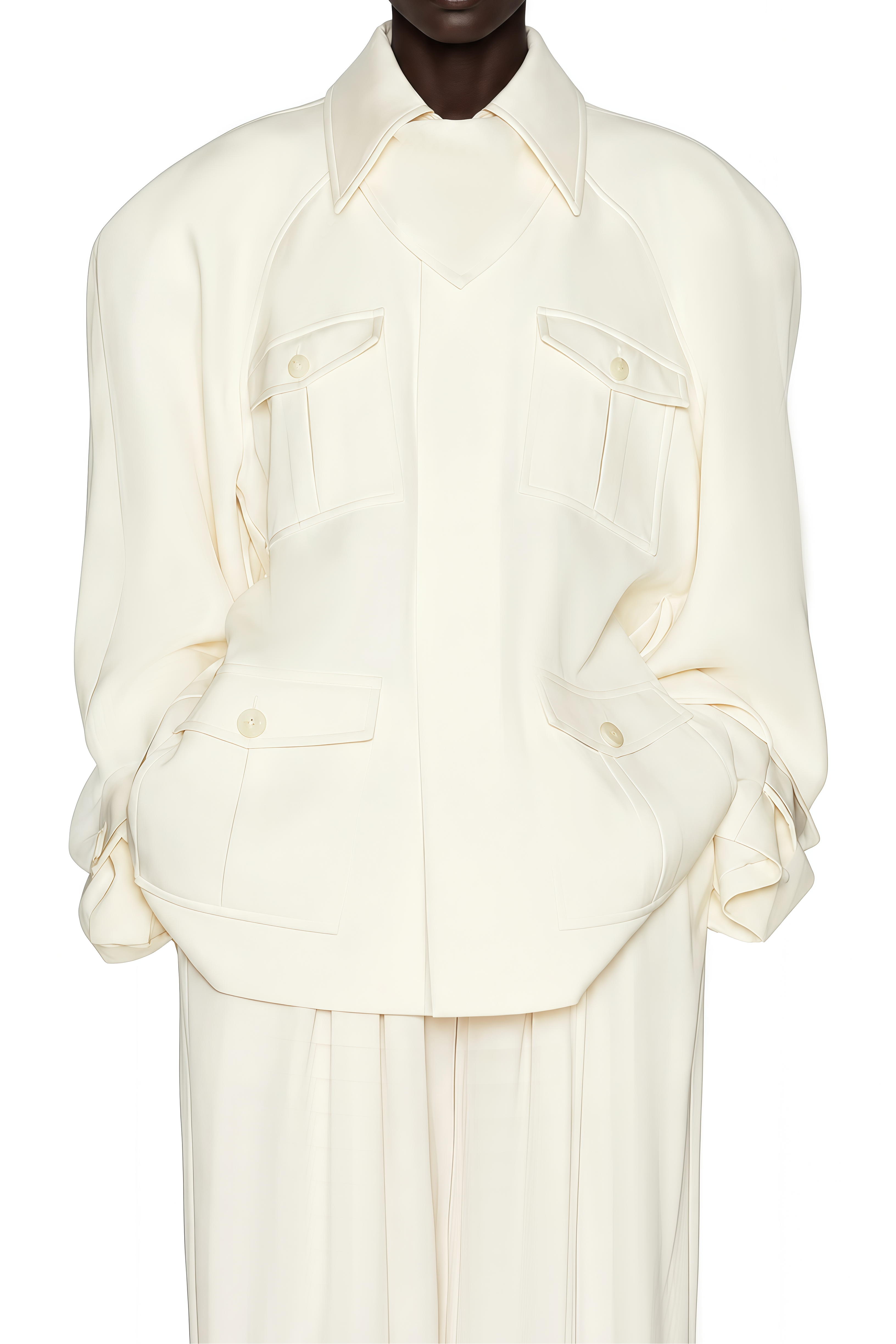 Flowering Girl Women Collared Long Sleeve Belted Cargo Pocket Mini Field Jacket