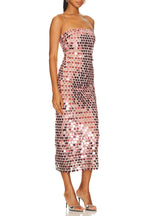 Flowering Girl Women Strap Midi Dress In Sequins