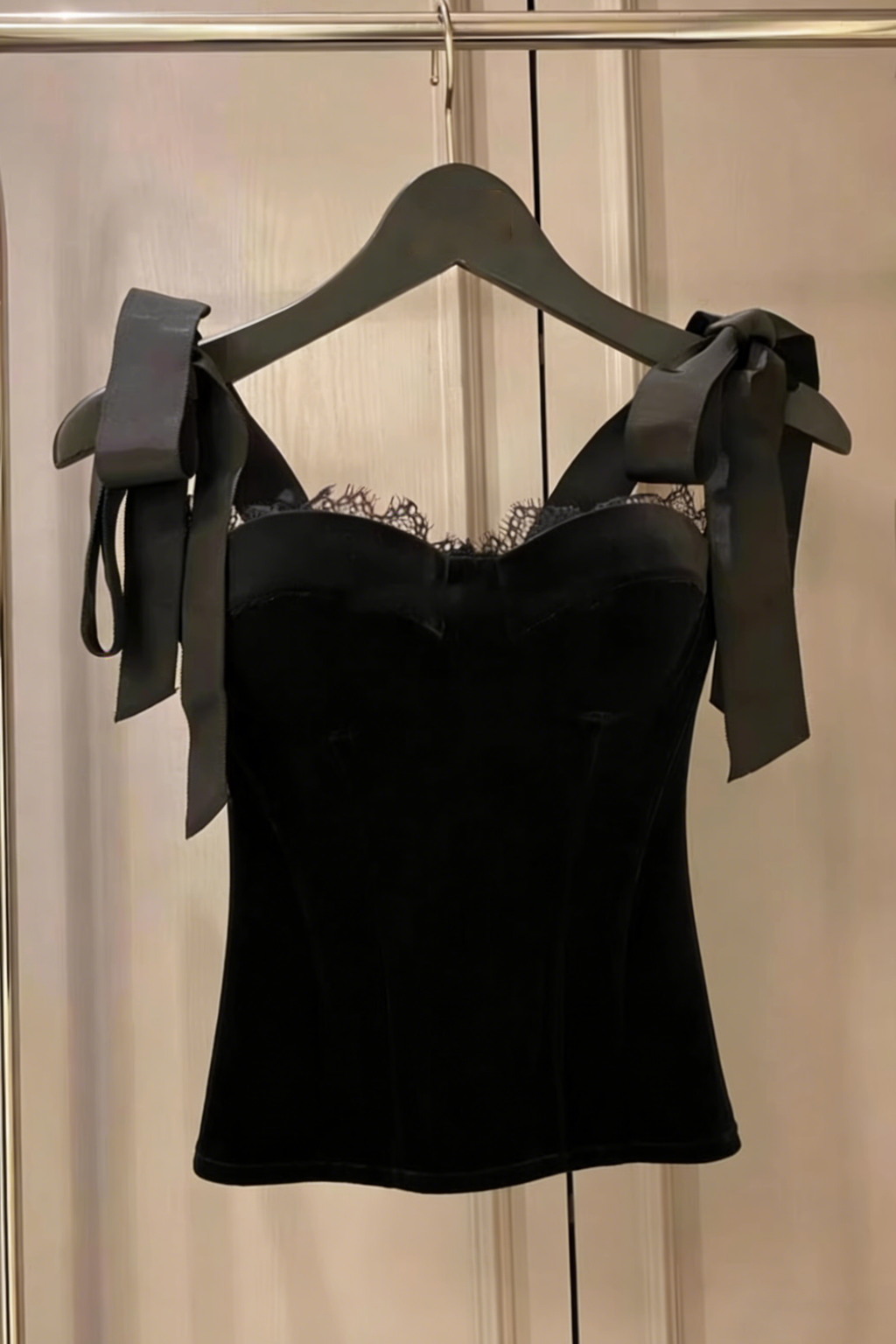 Flowering Girl Women Cora Black Velvet Bustier Corset Grosgrain Mini Dress Suit