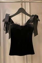 Flowering Girl Women Cora Black Velvet Bustier Corset Grosgrain Mini Dress Suit