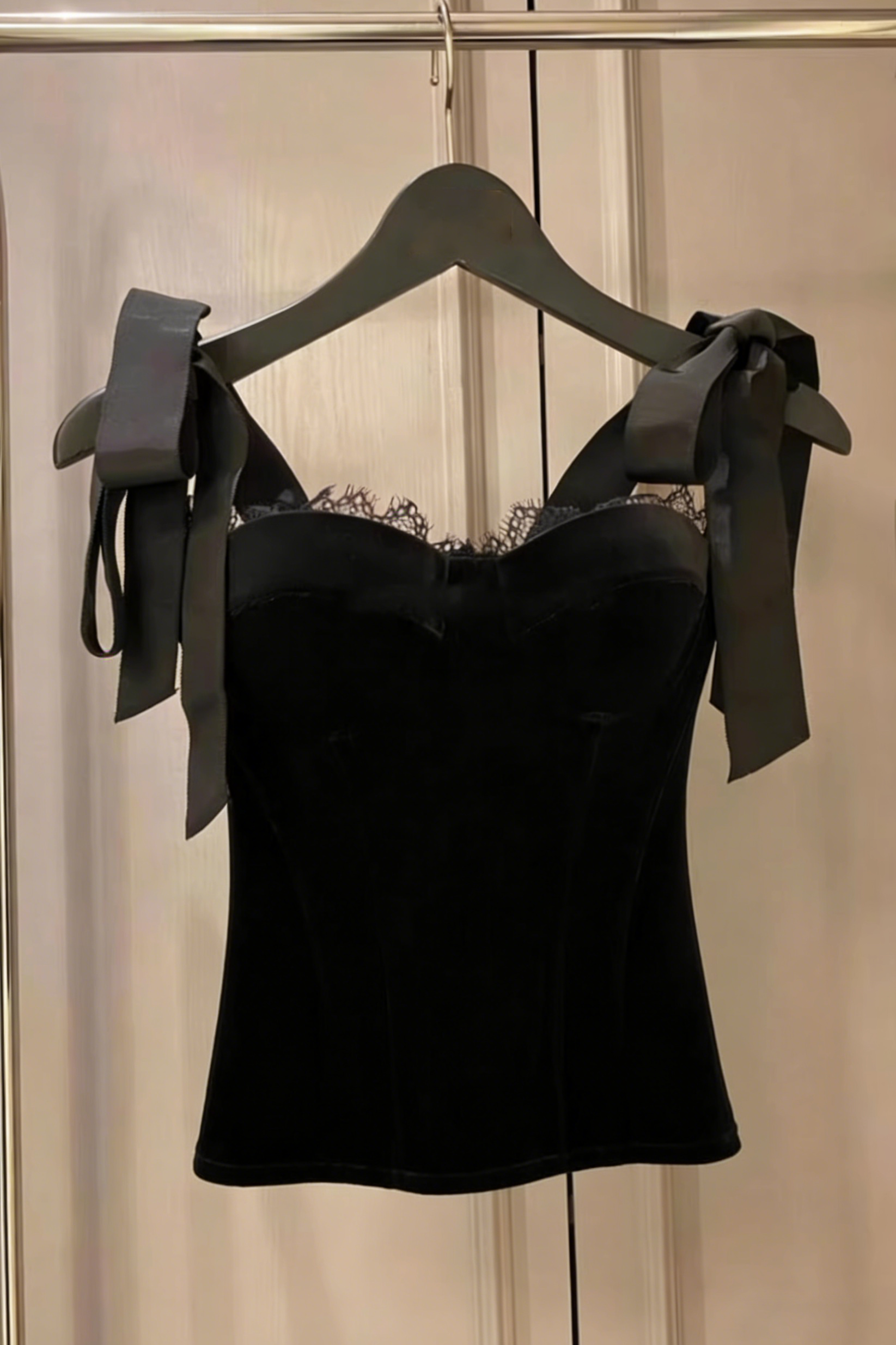 Flowering Girl Women Cora Black Velvet Bustier Corset Grosgrain Mini Dress Suit