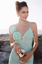 Flowering Girl Women Floral Mermaid Maxi Dresses In Blue