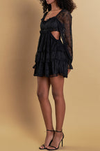 Flowering Girl Women Premium Cut-Out Lace Mini Dress