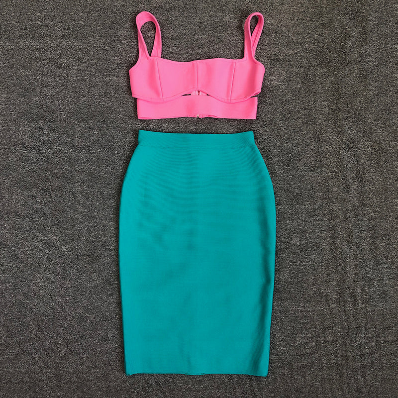 Flowering Girl Women Bandage Bodycon Dress Set