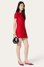 Flowering Girl Women Selena Embroidered Crepe Couture Mini Dress In Red