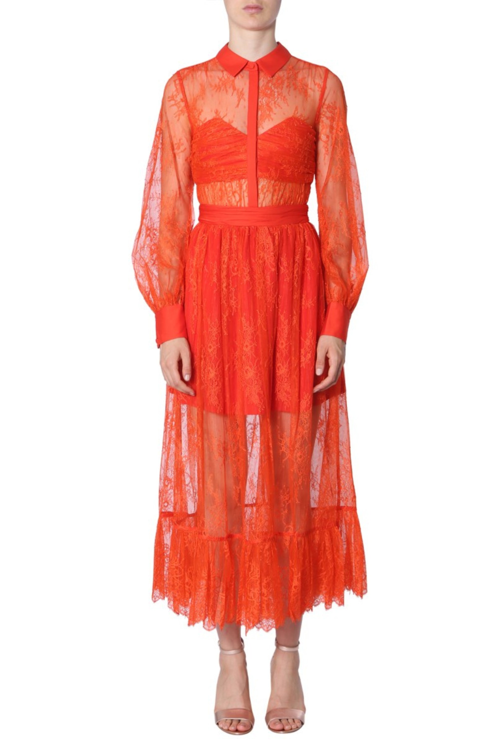 Flowering Girl Women Lace Dress With Long Sleeves