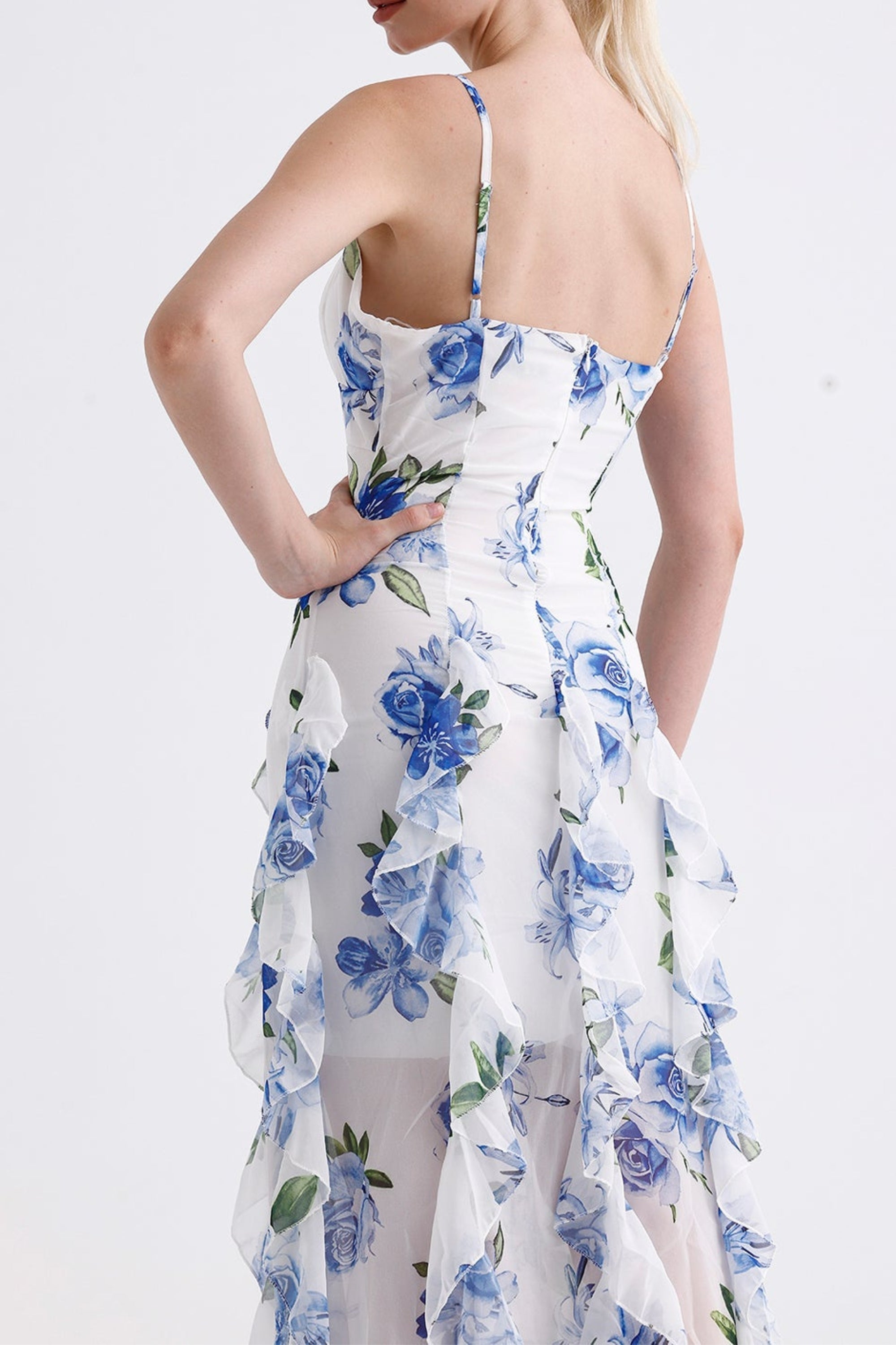 Flowering Girl Women Chiffon Sleeveless Floral Maxi Dresses