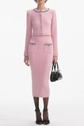 Shirley Pink Embellished Jacket & Skirt Matching Set