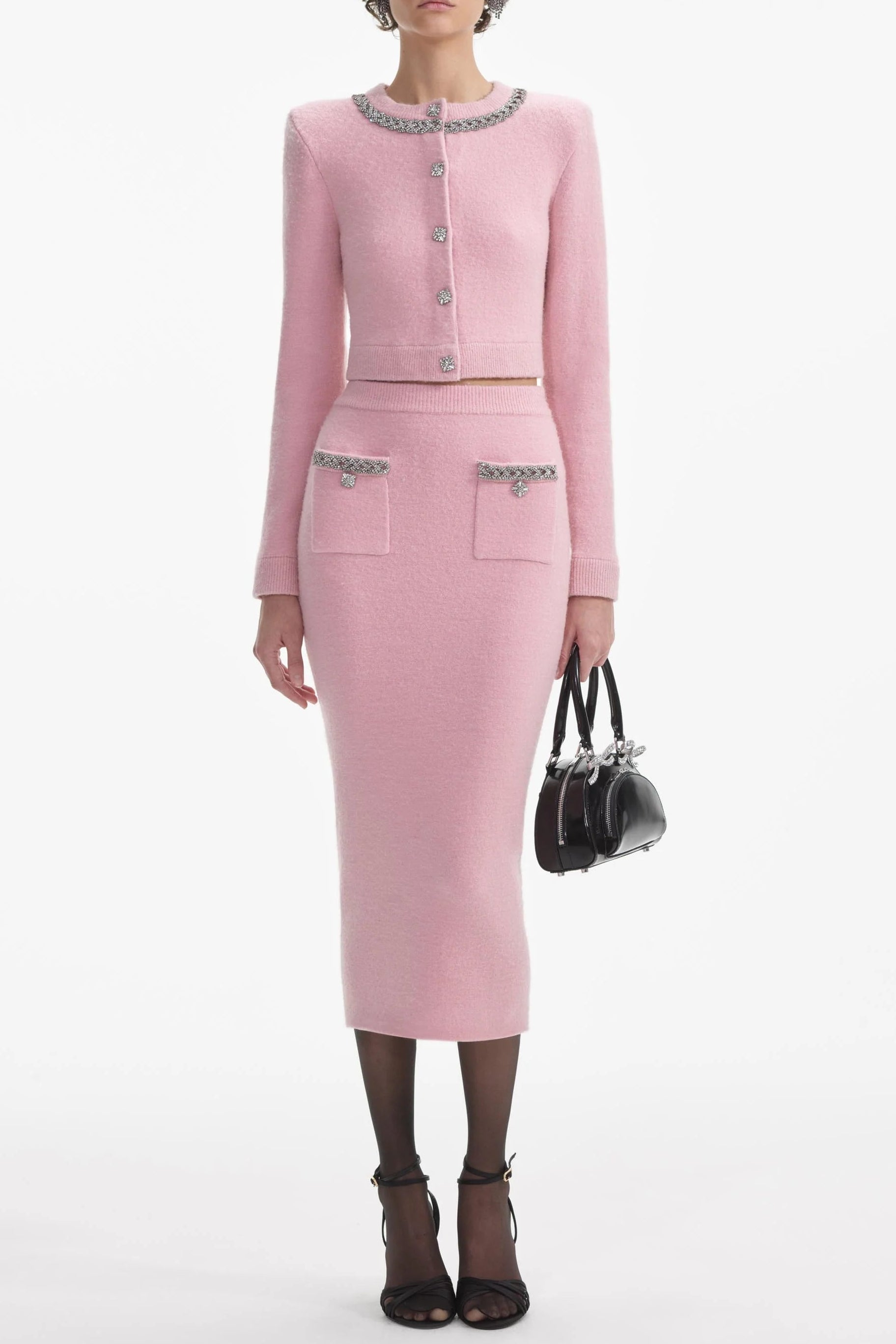 Shirley Pink Embellished Jacket & Skirt Matching Set