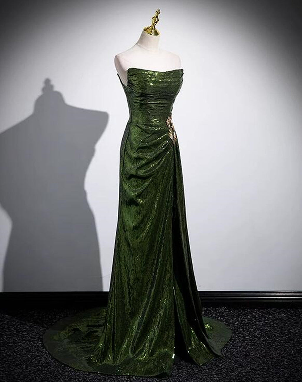 Flowering Girl Women Green Sequins Long Mermaid Prom Dress