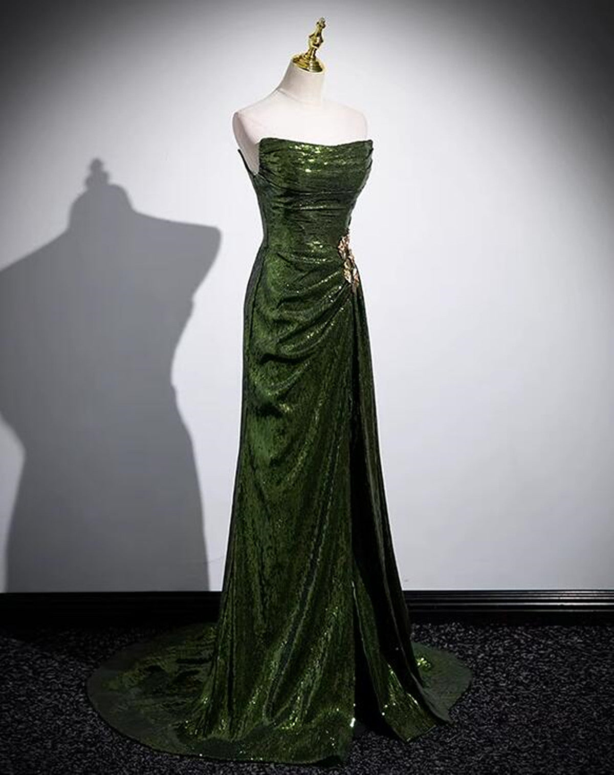 Flowering Girl Women Green Sequins Long Mermaid Prom Dress