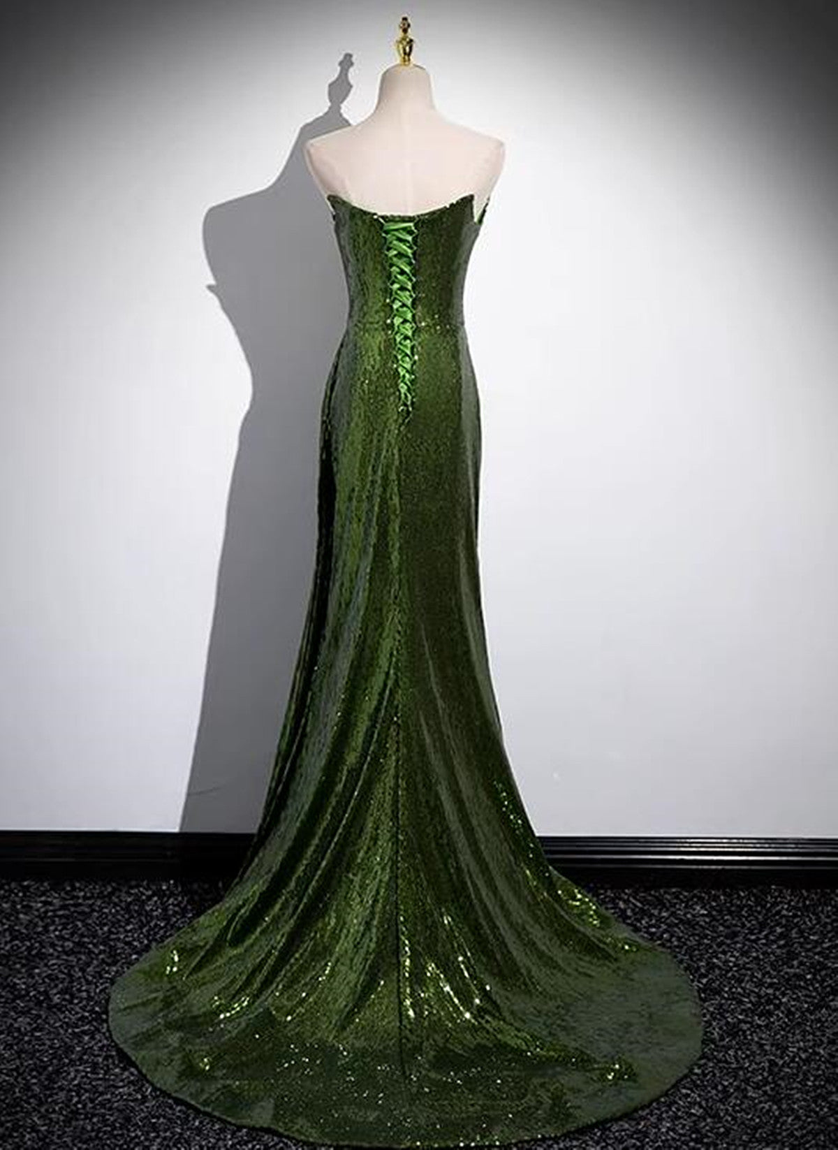 Flowering Girl Women Green Sequins Long Mermaid Prom Dress