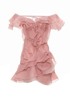 Flowering Girl Women Theia Ruffle Layers Strapless Mini Dress In Pink