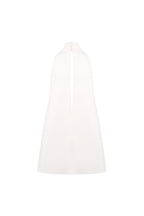 v-neck cutout backless crepe halter dress - white