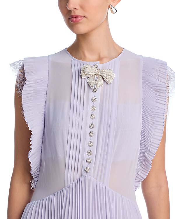 Flowering Girl Women Chiffon Ruffled Maxi Dress in Lilac