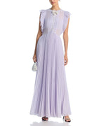 Flowering Girl Women Chiffon Ruffled Maxi Dress in Lilac