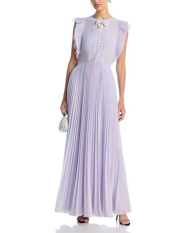 Flowering Girl Women Chiffon Ruffled Maxi Dress in Lilac