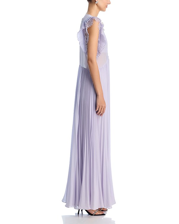 Flowering Girl Women Chiffon Ruffled Maxi Dress in Lilac