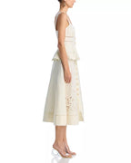 Flowering Girl Women Peplum Hollow Midi Dress In Beige