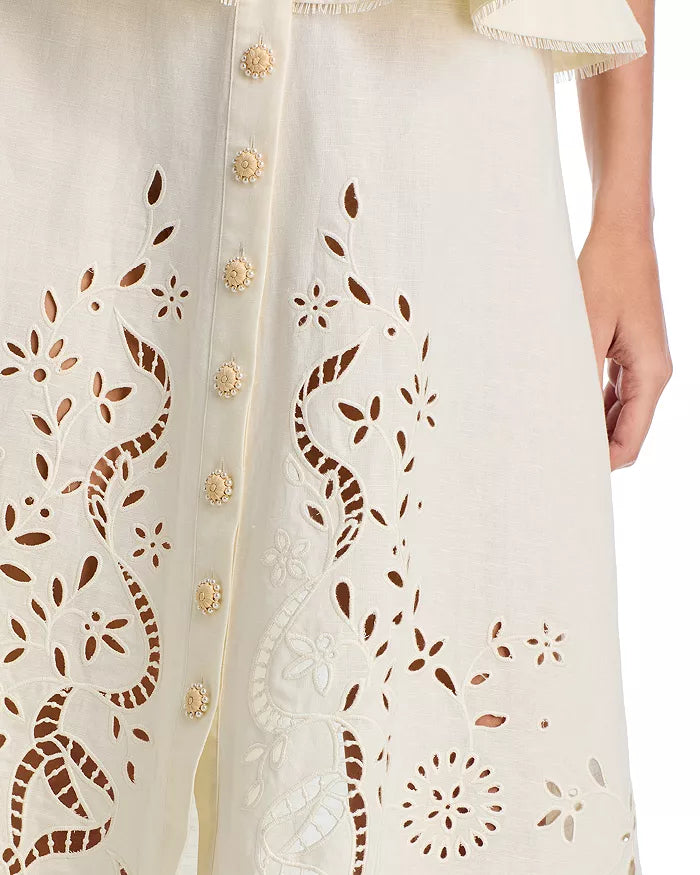Flowering Girl Women Peplum Hollow Midi Dress In Beige