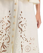 Flowering Girl Women Peplum Hollow Midi Dress In Beige